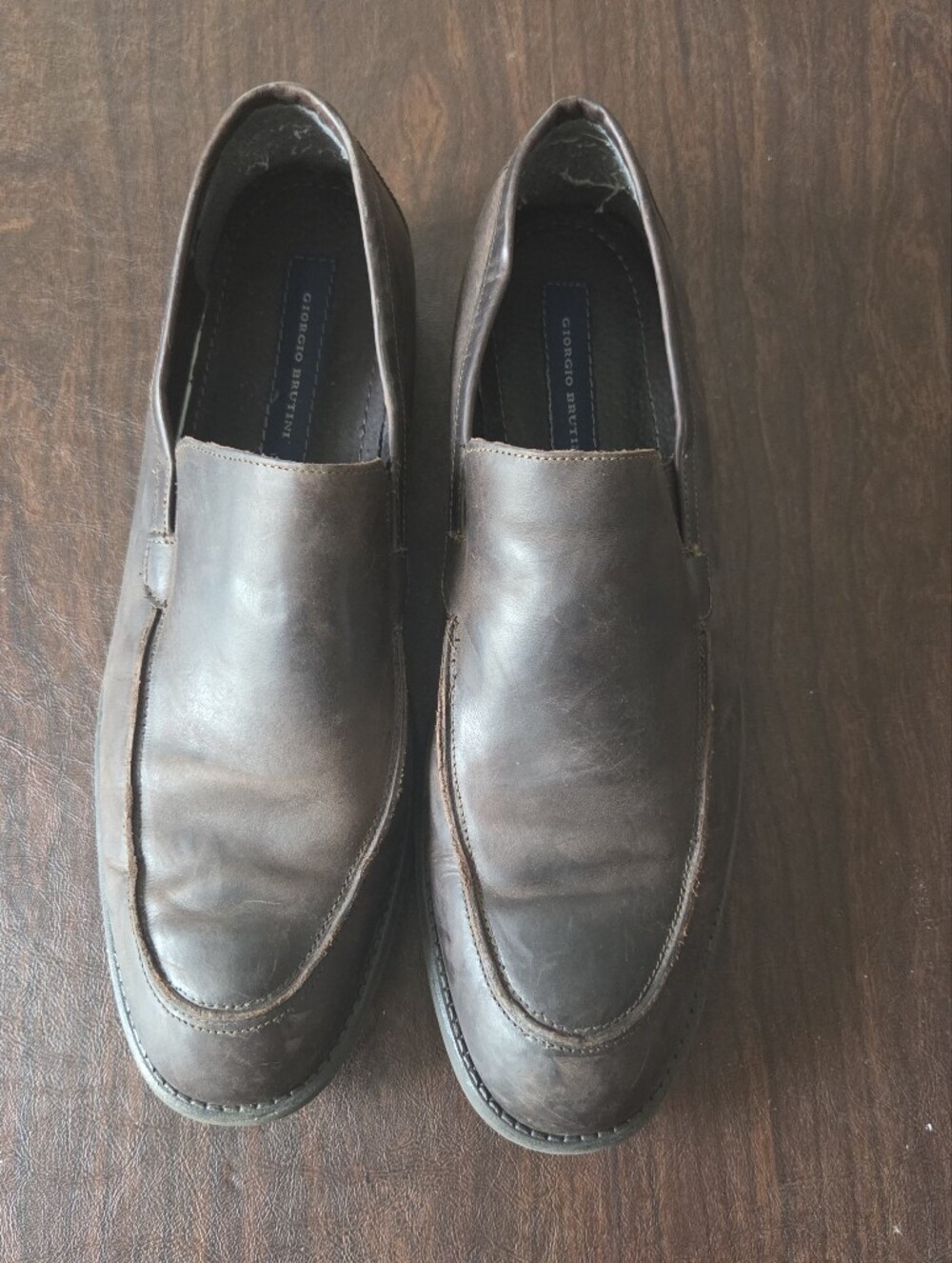 Giorgio Brutini Men's Dark Brown Leather Slip-On Loafers